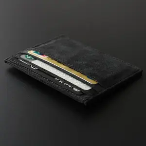 Quality Suede Leather Mini Men Card Holder Wallets Zipper Coin Pocket Slim Magic Male Wallet Credit Bank Card Small Man Purses