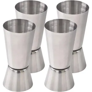 Double Jigger for Bartending, 1/2 & 1 Oz (15 & 30 ML) Stainless Steel Cocktail Measuring Jigger (Set of 4)