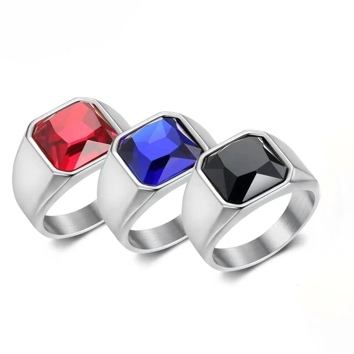 Men's Plain Geometric Stainless Steel Marquise Cut Statement Ring - High-Quality Elegant Business-Style Costume Jewelry Accessory for Daily Leisure, Banquet Wearing, Basic, Sizes 7-14, Male, Anniversary, Single Ring, Steel Rings