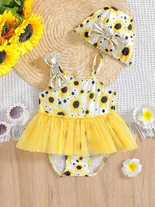 Girls' summer Valentine's Day swimsuit, cute children's halter top mermaid baby's one-piece swimsuit with a skirt, bowknot fish scale one-piece swimsuit, Ruffle trim swimsuit, suitable for seaside play, Toddler swimsuit