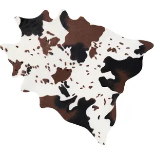 Faux Mini Cowhide Rug Rustic Chic Western Rugs for Decor  Room Dining Room,Durable  Faux   Cow  Rugs Carpet for Western Decor Table Centerpieces,19.3" W x 23.6" L
