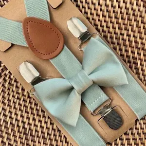 Sage Bow Tie & Sage Green Suspenders Set
