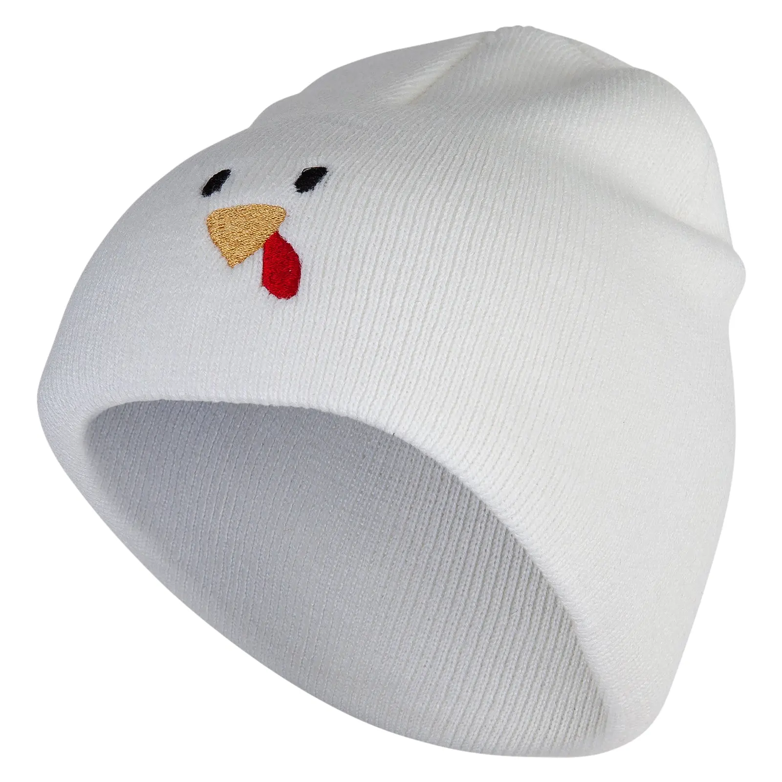Turkey Face Embroidered 8 inch Acrylic Short Blank Beanie