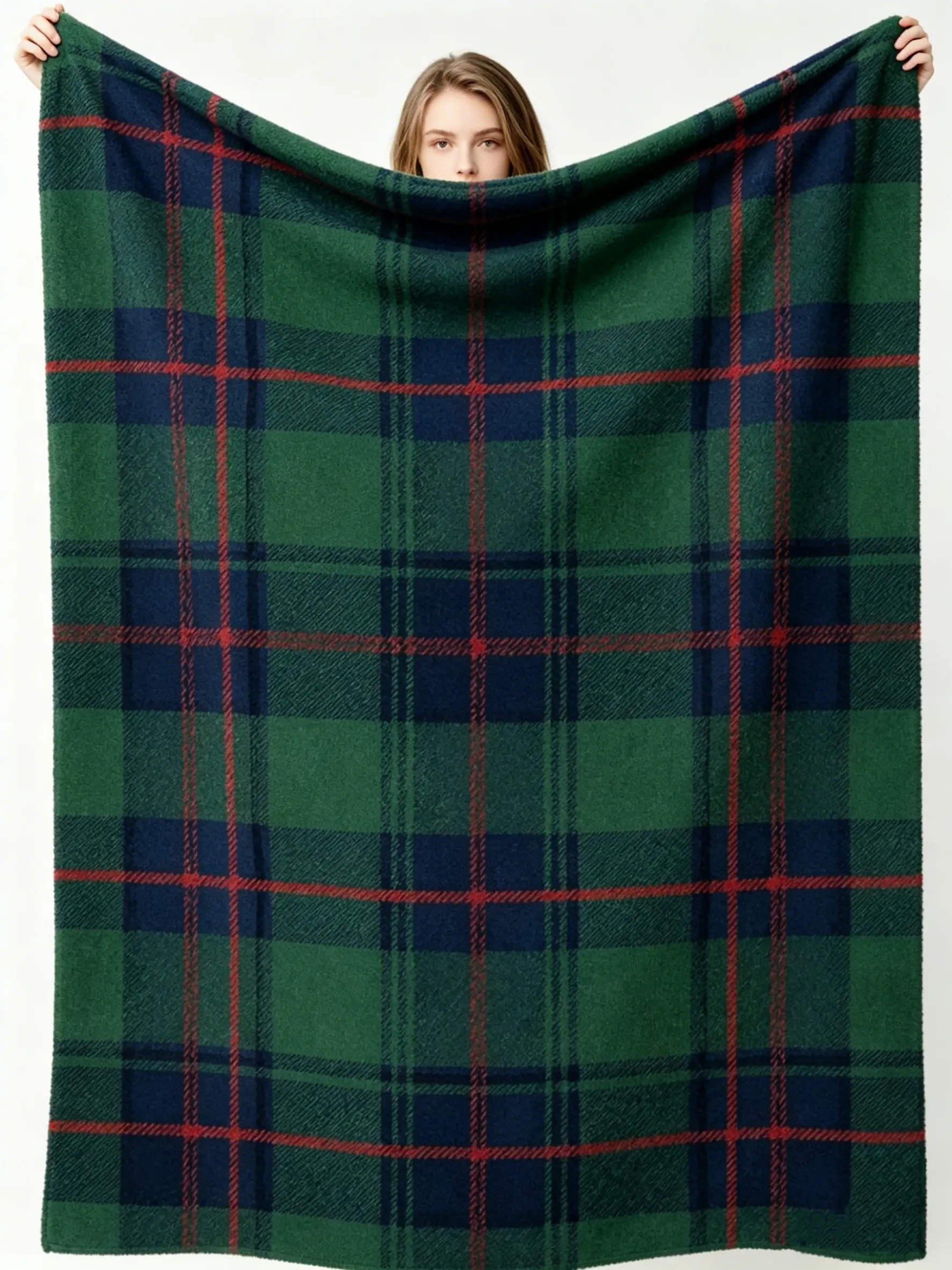 Classic Green Plaid Flannel Throw Blanket - Soft Cozy Tartan Plush Blanket for Couch Bed Living Room, Vintage Scottish Plaid Pattern, Warm Lightweight Flannel for All Seasons, Rustic Home Decor Gift for Men Women