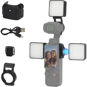 3 count  Selfie Fill Light Compatible for   Pocket 3, Rechargeable Mini LED Video Light with 3 Color Modes & Adjustable Brightness, 6500K, 500mAh , Quick-Release Cold Shoe Base.