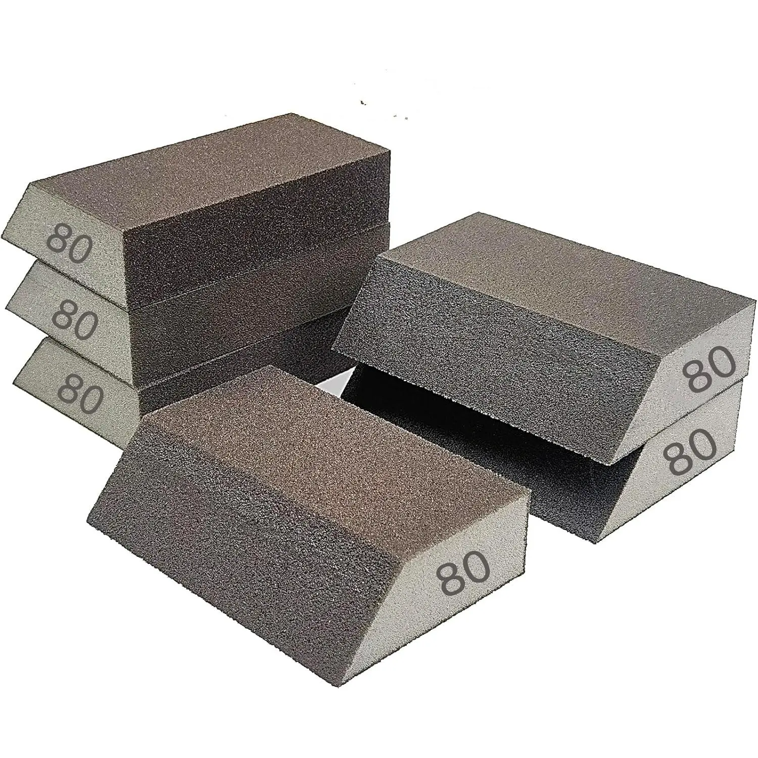 6 Pack Sanding Sponge, 80 Grit Sanding Blocks Assortment,Washable and  for  Drywall Metal  (80 Grit)