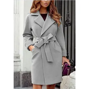 Women's Loose Female Outwear Womens Autumn And Winter Lapel Woolen Cloth Coat Trench Jacket Tops Womenswear
