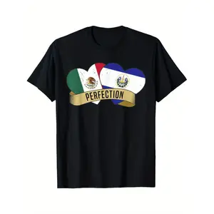 Mexican Salvadoran Flag Heart shirt El Salvador And Mexico T-Shirt 180g
