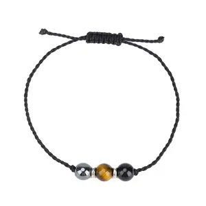 Triple Protection Bracelet- Tiger's Eye, Black Obsidian, Hematite for Protection and Balance-Healing Energy Bracelet Jewelry