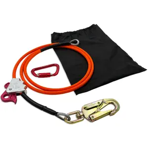 HTTMT- Climbing Rope 1/2" X 8' Steel Wire Core with Triple Lock Lanyard Kit Flip line Swivel Snap Arborist