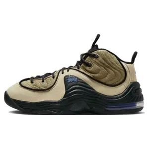 Stussy x Nike Air Max Penny 2 Rattan and Limestone Mid-Top Retro Basketball Shoes Unisex Verifiable, with credentials and supporting global authentication