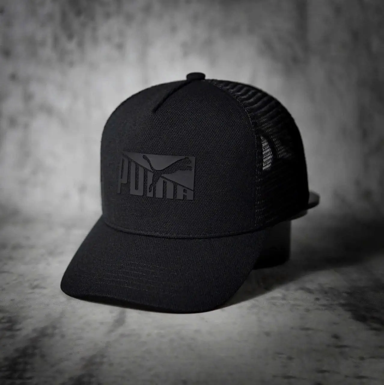 PUMA Blackout Baseball Cap – All Black Logo, Curved Brim, Adjustable Strap, Lightweight Sport Hat, Unisex Casual Cap