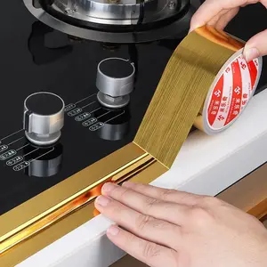 Seam Tape Self-Adhesive Gold Line Decorative Sticker, Tile Edge Sealing Beauty Seam Line Background Wall Decoration Strip