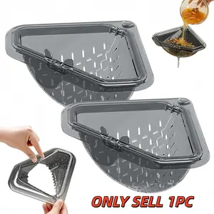 1PCMagnetic Kitchen Strainer with Openable Triangle Design Collapsible Sink Filter for Food Waste Residue Dishwasher Safe Reusable Sink Strainer for Kitchen Sink Drain