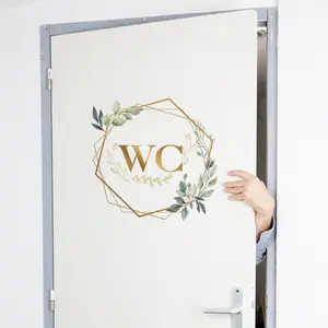 Bathroom Toilet Door Sticker, Nordic Creative Fresh Bathroom Identification WC Door Decal, Washroom Bathroom Door Decoration Sticker, Decoration Items, Plant, Decorative, Door Emblems