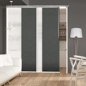 4-Panel Single Rail Panel Track Blind Extendable 48"-88"W x 91.4"H, Panel width 23.5", Winter, Smoke