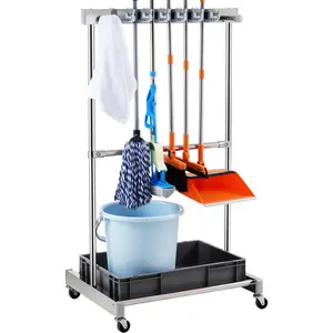 【Spotlight Day】VEVOR Garden Tool Organizer, 10 Slots with Hooks, Yard Tool Tower Rack with Wheels for Garage Organization and Storage, Hold Long-Handled Tool/Rake/Broom, Metal Tool Stand Holder for Shed, Outdoor