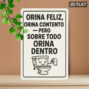 Vintage Spanish Style Happy Pee Bathroom Sign Waterproof Metal Wall Decor Ideal for Home Kitchen or Garage Great Gift for Men and Women