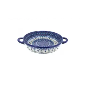Vena, Savannah/Blue Tulip, Round Baker with Handles