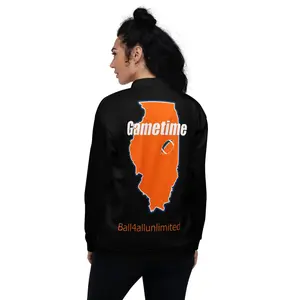 Champaign College Football Merchandise-Gametime-Unisex Bomber Jacket-solid/black Fabric Fit
