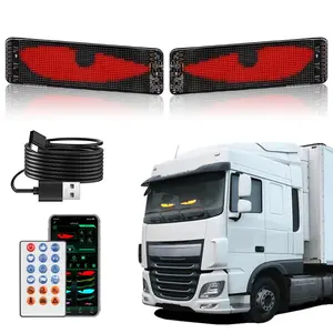 USB Scrolling Bright Advertising LED Sign, 2 Sets Flexible LED Store Sign, Remote & APP Control Custom Text Pattern Animation Programmable Flex LED Display Led Grill Emblem for Truck
