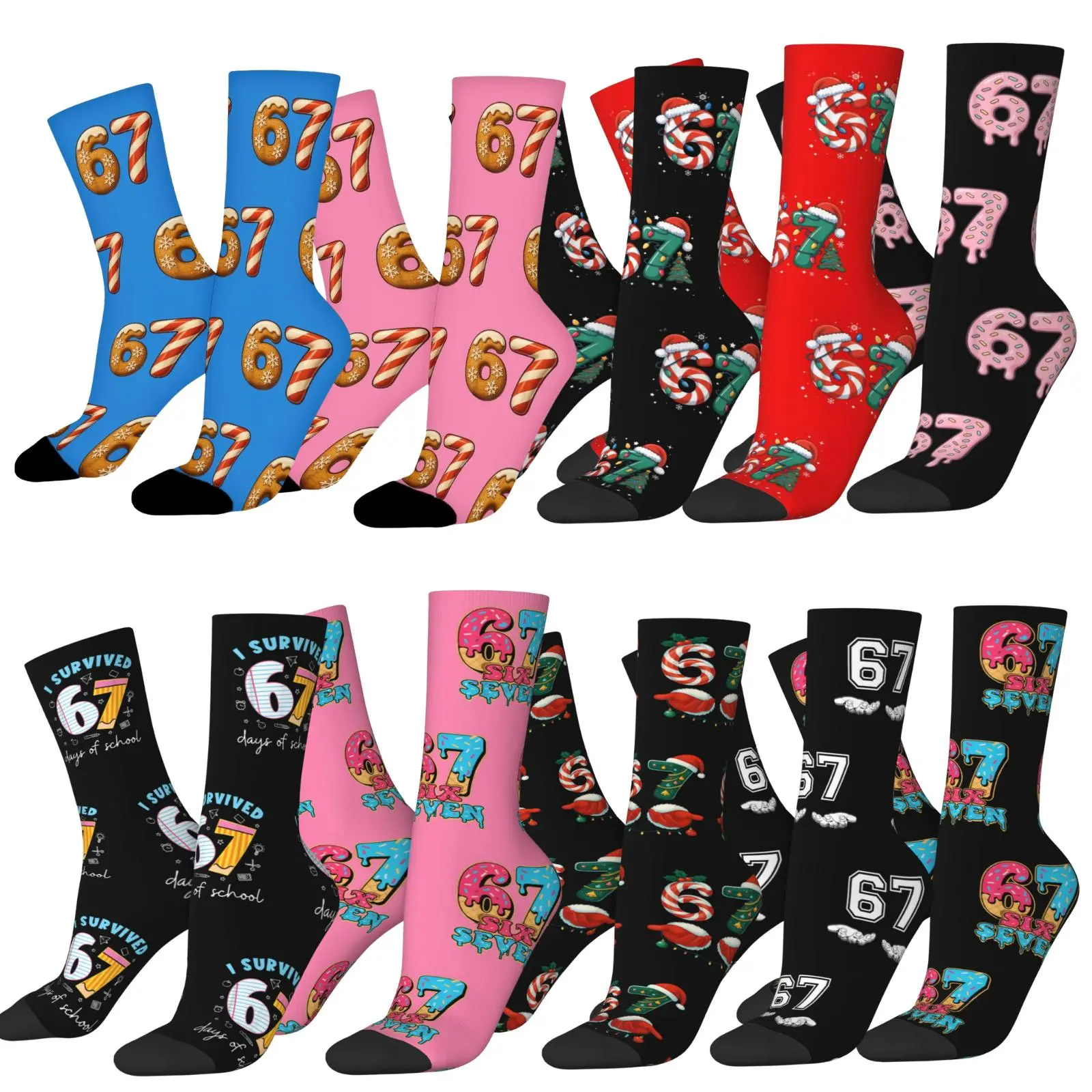 67 Socks for Boys Girls Women Men Six Seven Meme Sock Design Funny Mason 6 7 Drips Baseball Socks 67 Fun Christmas Gifts