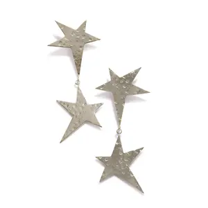 Silver Shooting Star Dangle Clip On Earrings