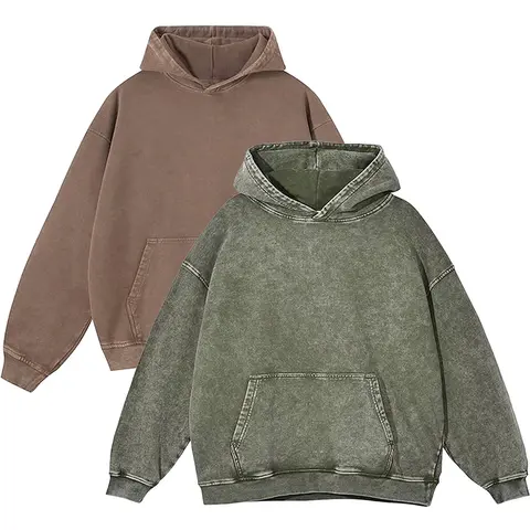 Holafish Women's 2-Pack Oversized Fit Cotton Blend Hooded Neck Long Sleeve Tops - Acid Wash, Garment-Dyed, Foldable, Cozy Baggy Pullovers for Fall, Winter Everyday Casual Wear