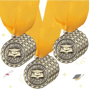 RoundFunny Graduation Award Medals Winner Gold Medal Gold Prizes for Sports Competitions Party, 2 Inches