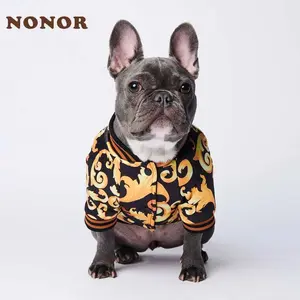 NONOR Gold Embroidery Coat Warm Dog Clothes for French Bulldog Puppy Outfit Cotton Dogs Jacket Ropa Para Perro