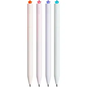 FIRST Gel Pens Cute Stationery Black Ink, 0.7 mm Medium Point, Aesthetic Cute Star Pens for Journaling (4 Bright Colors)
