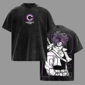 Trunks DBZ T-Shirt, Future Trunks Capsule Corp Graphic Tee, Back Print Vintage  Anime Shirt, DBZ Streetwear, Graphic Tees Men, Trendy Tshirts, Men's T Shirts, Unisex Cotton Distressed Tee, Merch For Men, Men Fashion Graphic Tee