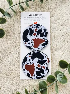 Black and Brown Cowprint - Neoprene Car Coasters