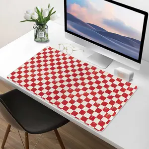 Mackenzie Childs Cherry Check Desk Mat Protector, Waterproof & Non-Slip Base Large Mouse Pad for Home