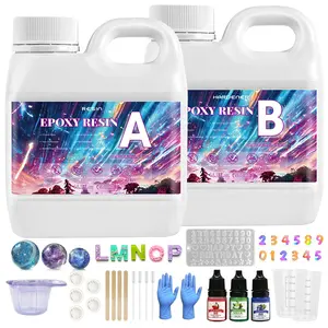 Epoxy Resin Kit - Crystal Clear Fast-Setting Low-Odor Non-Shrinking, UV-Resistant for DIY Crafts with Box, Gloves, Droppers, Stir Sticks