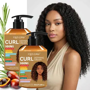 280ml 10 in 1 Hair Curling Styling Cream, suitable for black curly hair, Latin curly hair Dreadlocks， Easy to create punk hairstyles, American curly hair styling cream, containing Moroccan argan oil, etc., making hair naturally fluffy and long-lasting