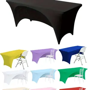Rectangular Open Back Tablecloth, Polyester Fiber Elastic Fit, Wrinkle-Resistant and Washable, Ideal for Parties, Weddings, Exhibitions