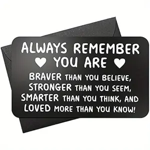 Inspirational Engraved Metal Wallet Card, Birthday Greeting Card, Positive Message Card, Unique Gift for Friends and Family, Durable Design