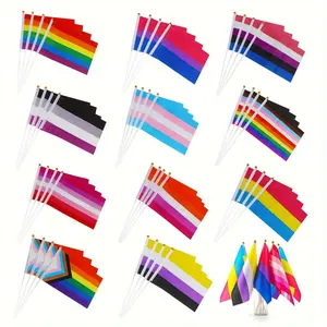 56pcs Progress Pride Mini Flags - Vibrant Rainbow, Black, White, Blue & Purple Handheld American Flags for Parades, Events & Party Decorations, Polyester Material, No Battery Needed, Parade Decorations | Vibrant Flag Design | Durable Flag Pole