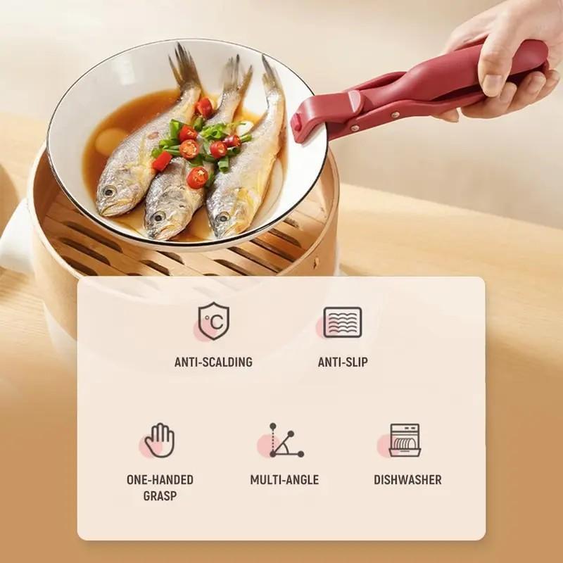 2pcs Multi-Function Anti-Scald Bowl Clip, Heat Resistant Hot Dish Plate Gripper Clips Tongs for Kitchen Use, Safe & Durable Design