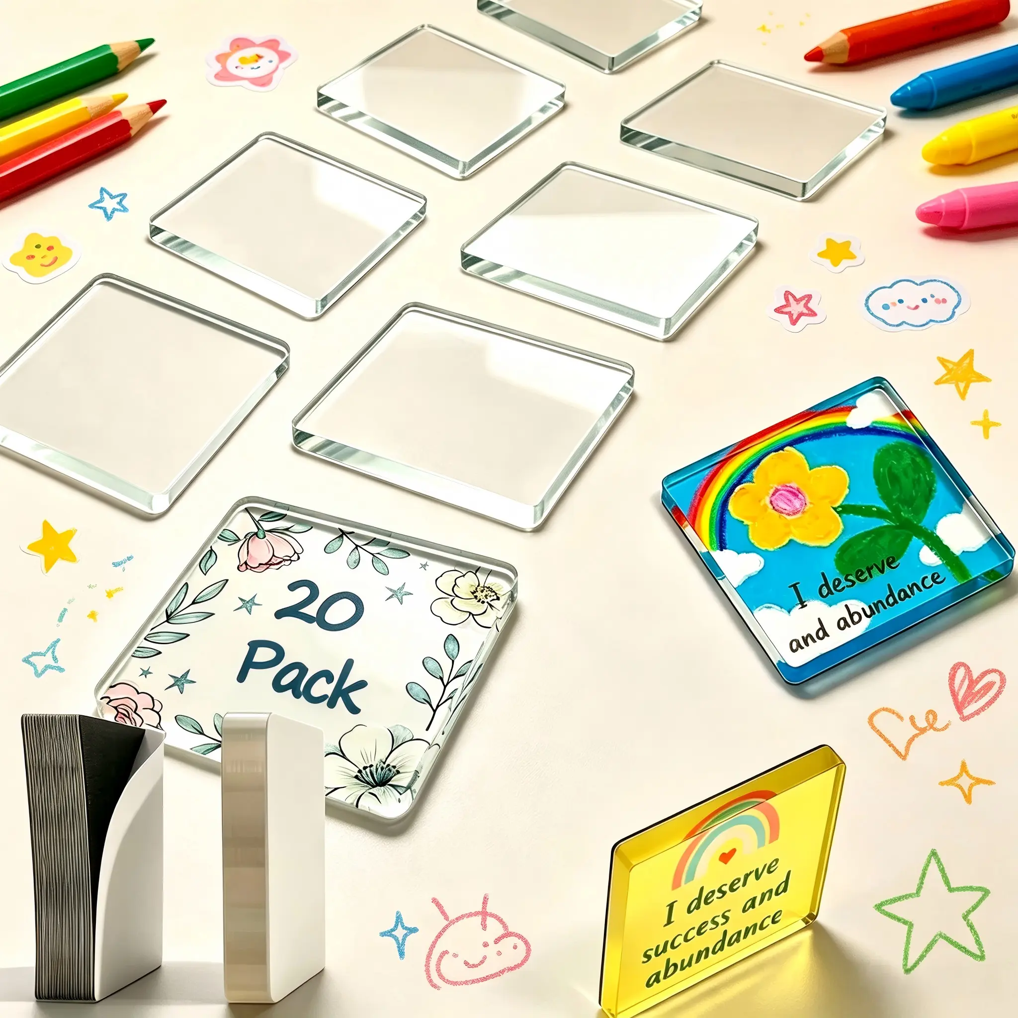 2"x2" Magnetic Photo Frames, Clear Acrylic DIY Fridge Magnets with Self-Adhesive Backing, Square Picture Holders for Crafts, Photos & Artwork, Kitchen, Classroom, College Dorm, Office, Party and Home Decor#HomeEssentials #TikTokShopBackToSchool