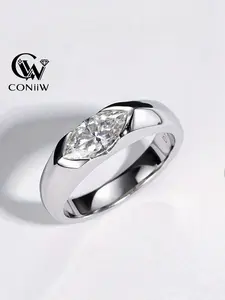 1 Carat Synthetic Moissanite Ring, Marquise Cut Ring, Elegant Everyday Ring, S925 Silver Low Allergy Jewelry, Elegant Gift for Women, Perfect for Daily Wear and Birthdays
