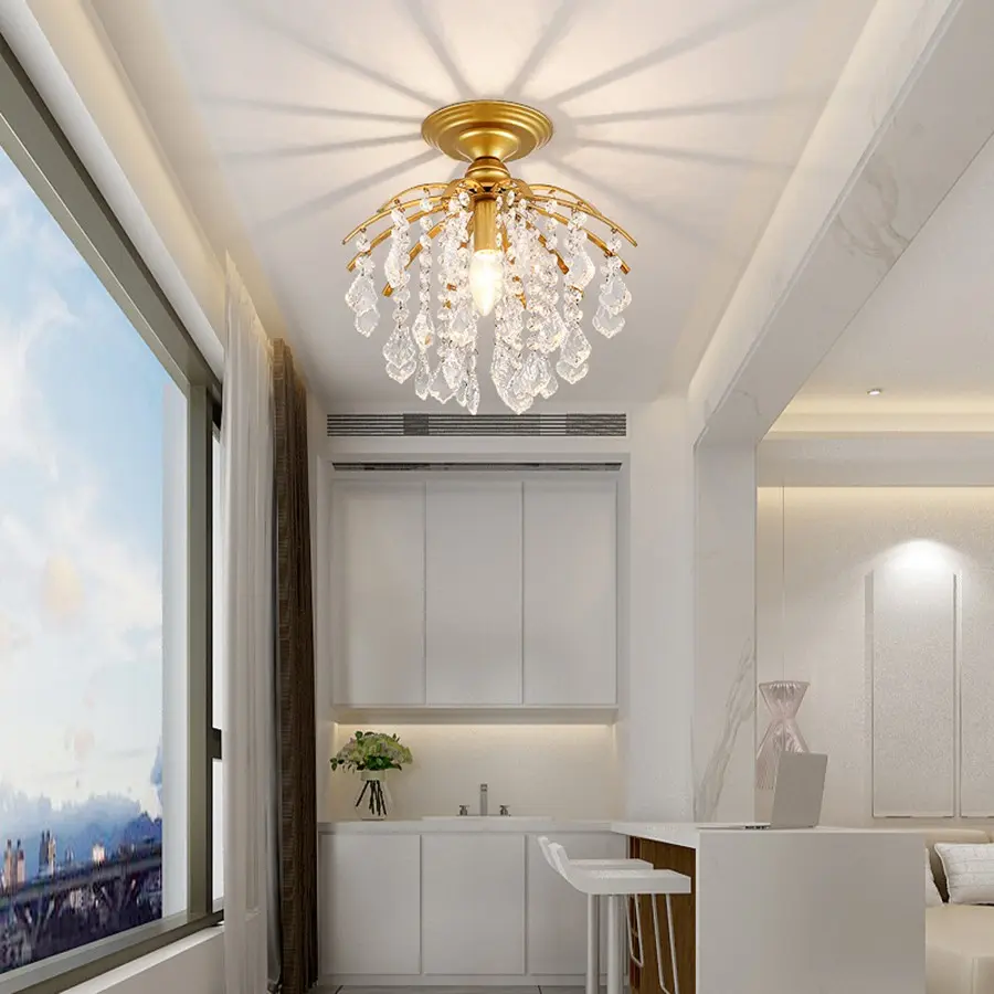 European Crystal Restaurant Pendant Light, Luxury Ceiling Lamp, Crystal Chandelier, LED Hallway Entrance Staircase Closet Doorway Light, Led Decoration Lamp, Decorative Lamps, Decorative Lights