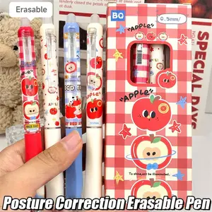 4/8pcs Cute Cartoon Apple Erasable Neutral Pen, Quick-Dry Ink, Error Correction, Ideal for Diaries, School, Office, Gifts