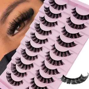 False Eyelashes, 10 Pairs Natural Curling Fluffy Eye Makeup Strip Lashes, Full Volume Eyelash for Lashes Extensions, Volumized False Eyelashes, Cosmetic, Diy Eyelash Extensions