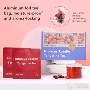 Kidney Tea 2.0 Version Caffeine Free  Roselle /Hibiscus Tangerine Tea 100g (10g×10pcs) With  Adzuki Bean Pear Dried Tangerine Peel Sugarcane Mulberry Roselle Hawthorn Rose Apple Stevia