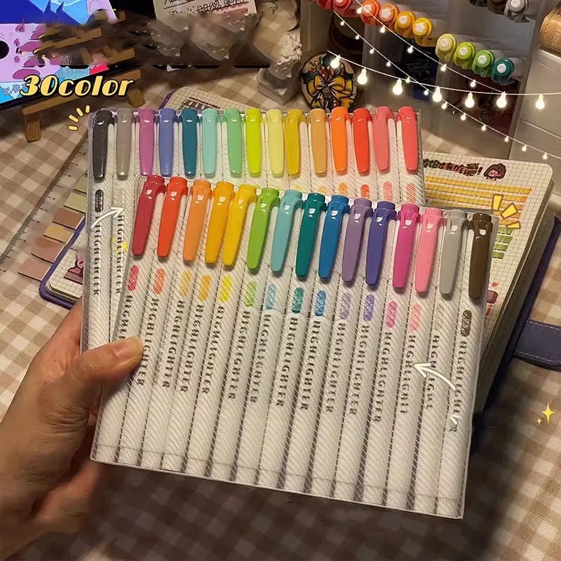 15-Piece Colorful Highlighter Pens, Double-Ended Design with Broad & Fine Tips, Warm Assorted Colors, Ideal for Art & Writing, Dual Tip Highlighters
