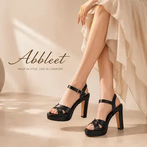 Women's Platform Block Heel Sandals | Black Open Toe Crisscross Strap High Heels for Party, Wedding, and Evening Events Summer Walking Shoes Walking Shoes Fashionable Footwear
