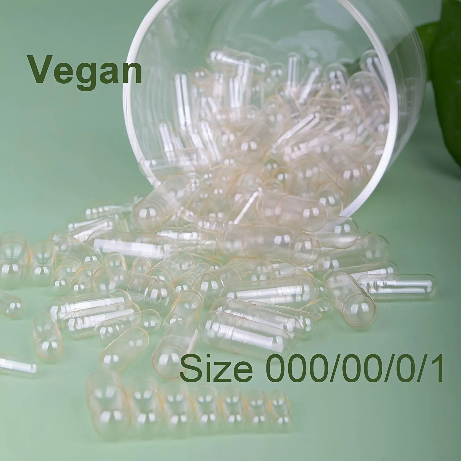 Capsules Empty, Clear Empty Vegan Natural Capsules 100 Count with Filling Spoon, Vegetarian/Vegetable Pill Capsule, Large Size for DIY Pill