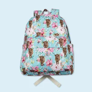 Highland cow floral baby girls backpack